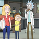 The two Beths, Morty, and Rick in Rick's lab.